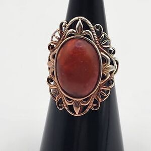 J&T Silver Tone & Red Agate Ring (6)